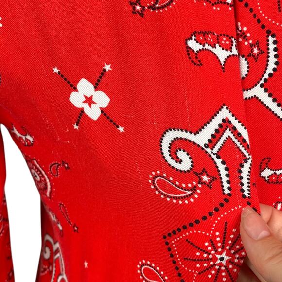 L'Agence Jacqueline Red Bandana Paisley Print Button Down Shirt SZ S - Picture 10 of 11